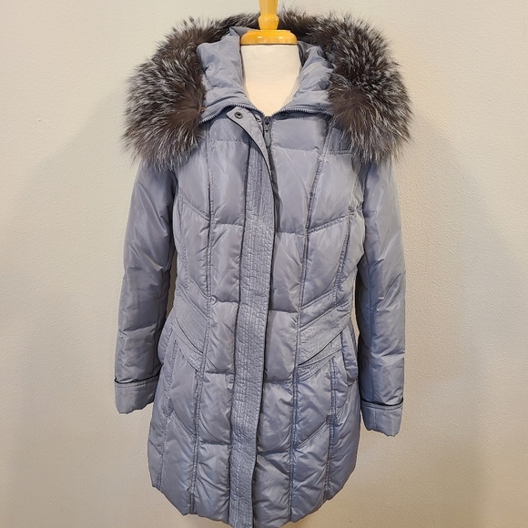 Vlasta Gray Goose Down Fox Fur Puffer Coat
